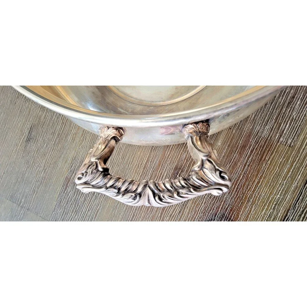 Vintage WM Rogers Silver Plated Casserole Serving Dish w/ Lid #963 Tarnish Wear - Picture 10 of 10